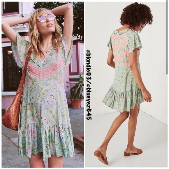 Spell & Gypsy Collective City Lights Mini Dress in Sage M - Picture 2 of 5
